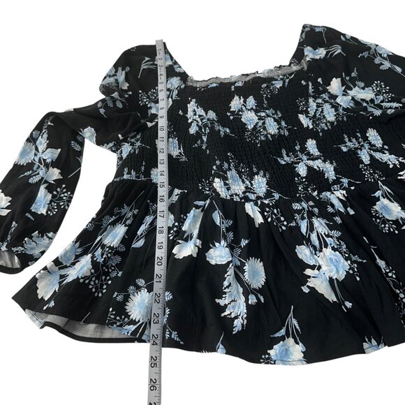 Torrid Floral Print Peplum Top Womens Plus Size 3 Smocked Square Neck - Picture 7 of 13